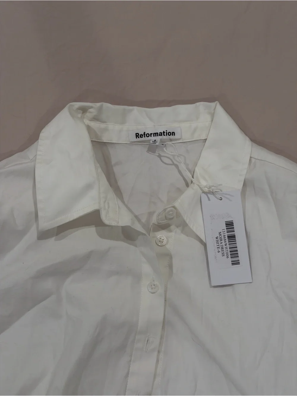 Reformation White Button-Front Shirt Dress - Picture 5 of 5